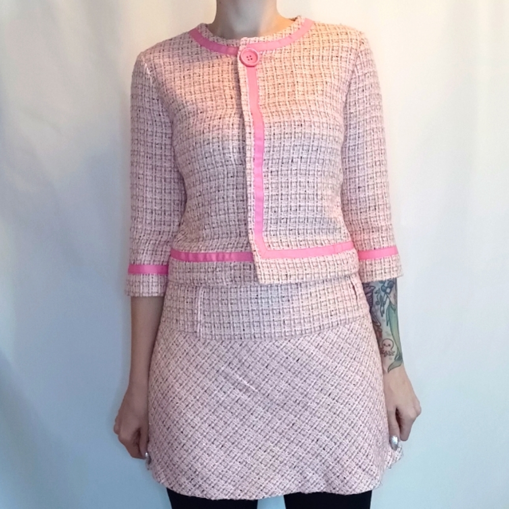 Vintage le chateau Pink Tweed Twin Set Suit.